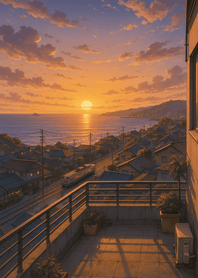 Seaside Rails Beneath Fading Sunset