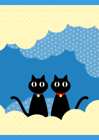 two cute cats on blue