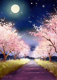 Beautiful night cherry blossoms#2312