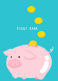 HAPPY PIGGY BANKj-TURQUOISE BLUE