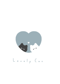 Pair Cats in Heart/ gray mint WH