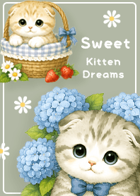 green Hydrangea Days with Kittens