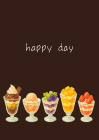 various parfaits on brown