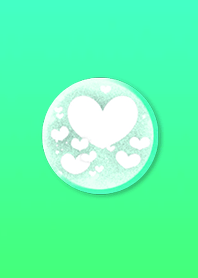 Love Lucky Heart Button Blue Green