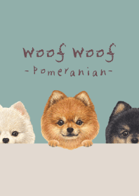 Woof Woof - Pomeranian - BLUE GREEN