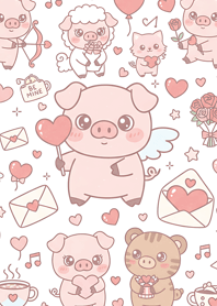 Cupid Piglet in Love Valentine