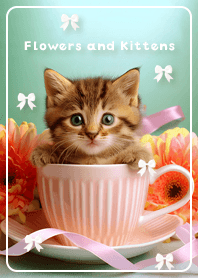 beige Flowers and Kittens 02_2
