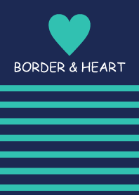 BORDER & HEART -NAVY+MINT-