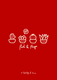 Succulent illustration 1(red & beige)