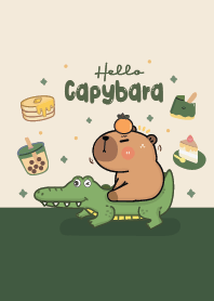 Capybara Cute : Mid Night Green..