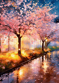 Beautiful night cherry blossoms#2096