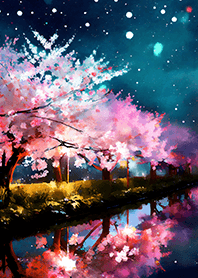 Beautiful night cherry blossoms#759