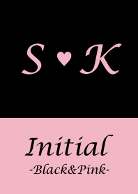 Initial "S&K" -Black&Pink-