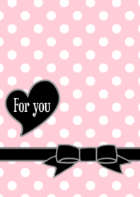 ピンク×ブラック 水玉リボン