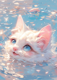 cat in water  2024 LET'S DRAW