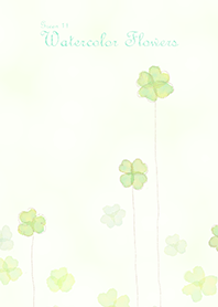수채화 꽃(네잎클로버)/녹색11
