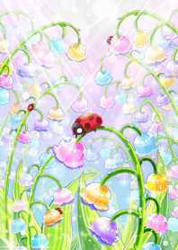 Fortune lily of the valley and ladybugs