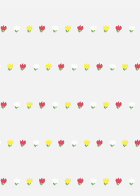 Rough colorful tulips on white