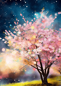 Beautiful night cherry blossoms#364