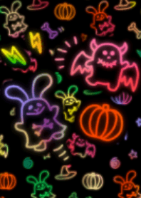 Rock rabbit and skull -Neon halloween