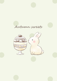 Rabbit and Autumn sweets -green- dot
