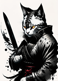 Ink wash cat samurai Fe51f8