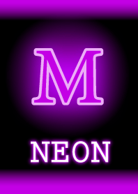 【M】イニシャル ネオン 紫
