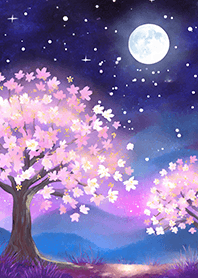 Beautiful night cherry blossoms#274