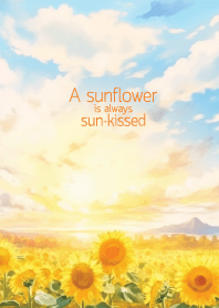 ทุ่งดอกทานตะวันกับท้องฟ้าสีพาสเทล