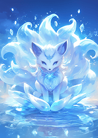 氷雪の蓮花湖畔にいる九尾狐王❤️