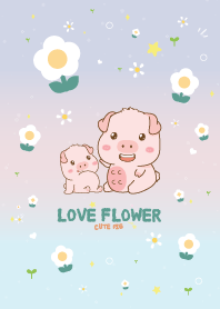 Pig Love Flower Pretty