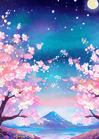 Beautiful night cherry blossoms#1869