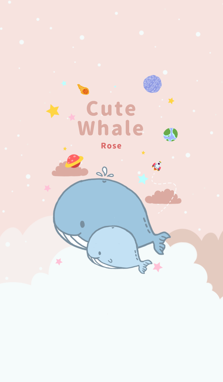 misty cat-Cute whale Galaxy red rose