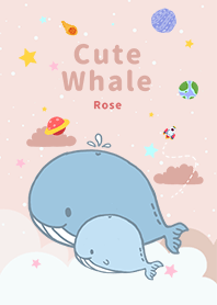 浩瀚宇宙 寶貝鯨魚 玫瑰 紅