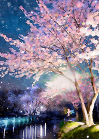 Beautiful night cherry blossoms#2831