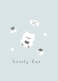 Cat and items(pattern)/light blue wh