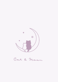 Pair Cats & Moon- red purple.