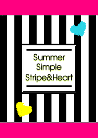 SummerSimpleStripe&Heart Black&Pink#pop