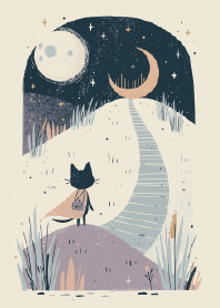 The Black Cat Listening to the Moon Harp