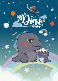 Angry Dino Rainbow Galaxy Navy Blue
