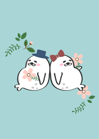 海豹情侶檔-花草