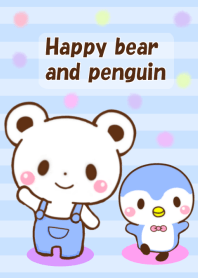 Happy bear and penguin