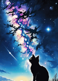 Night Moon Star Cat 83dE17