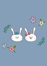 可愛兔兔情侶(夏日藍)