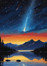 Mountain, Sea, and Moonlit Night Be40C0