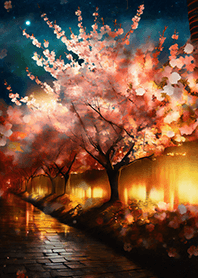 Beautiful night cherry blossoms#1253
