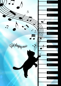Cat playing music