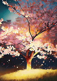 Beautiful night cherry blossoms#358