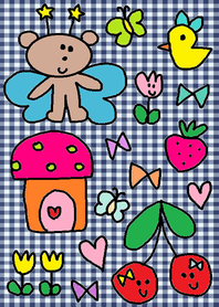 (kumako x butterfly navy check )