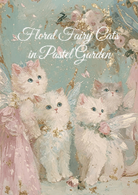 妖精の森に住む花飾りの白猫たち